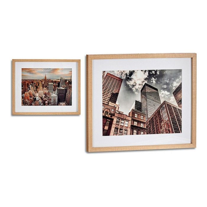 Giftdecor Cuadro Edificios Surtidos Apaisado Marco Haya 43x53 cm (6 Unidades)
