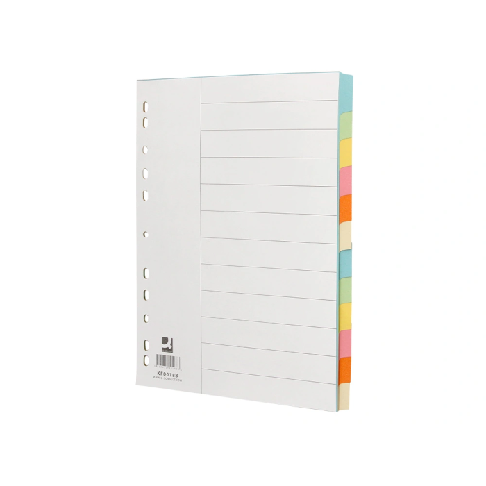 Q-connect Separadores DIN A4 Cartulina Multitaladro Juego 12 Unidades Colores Pastel Índice 4