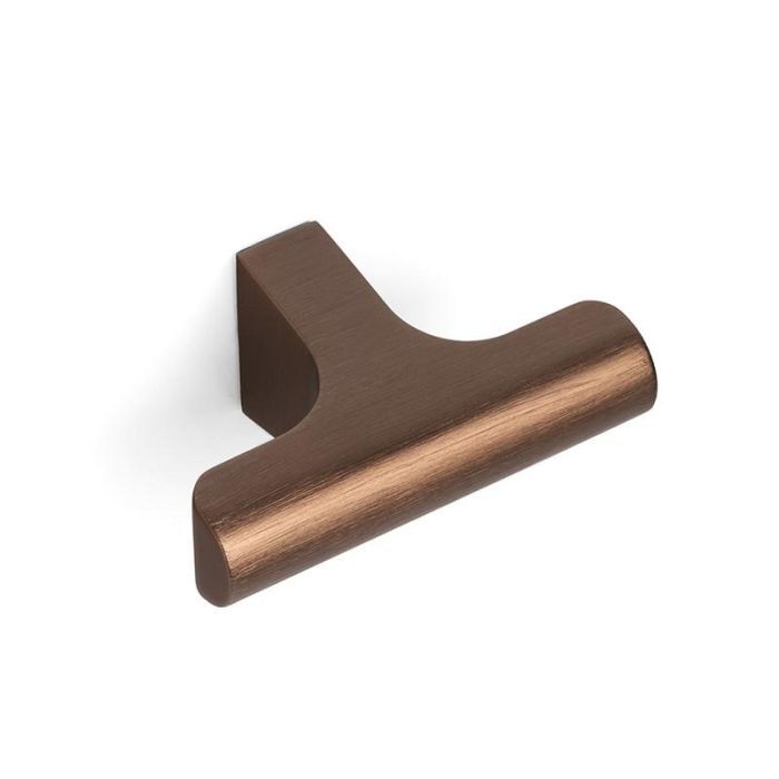 Viefe Pomo Hikoni de Aluminio 60x36mm en Negro Cepillado, Latón Cava y Bronce; Diseño Minimalista y Contemporáneo