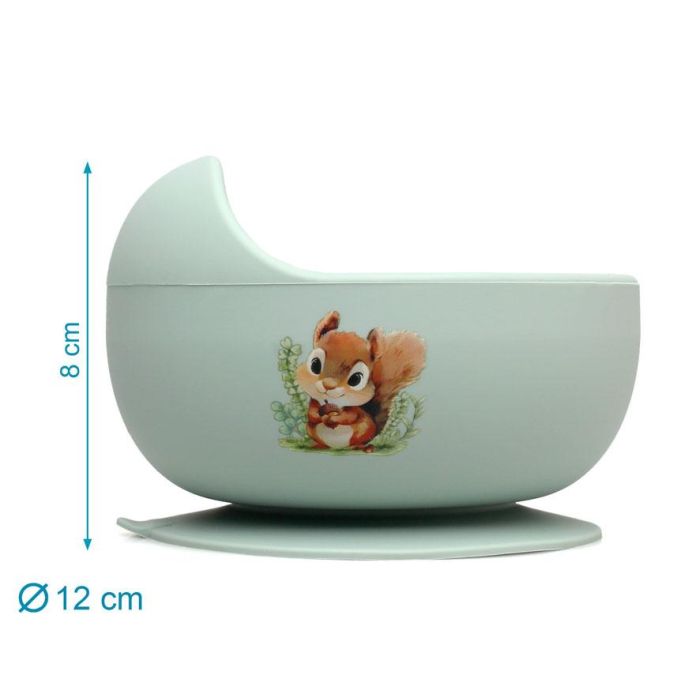 KioKids Cuenco de Silicona Verde con Ventosa para Bebé +6 Meses, Antideslizante, Libre de BPA - Colección Little Sauvages