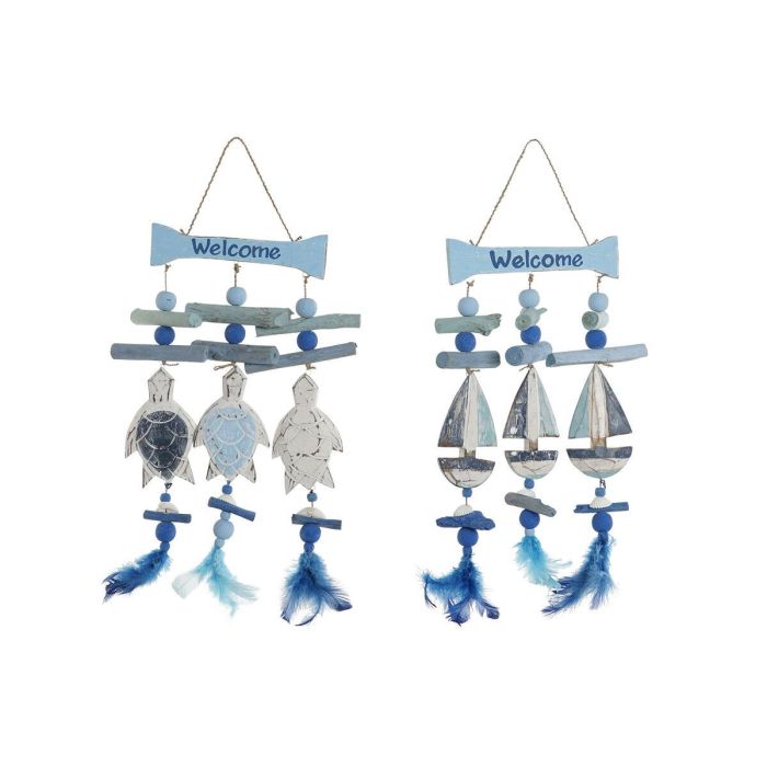 Decoracion Colgante Mediterraneo DKD Home Decor Azul Blanco 2 x 47 x 26 cm (2 Unidades)