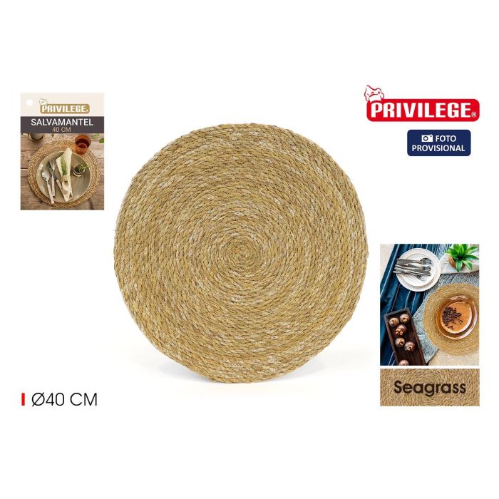 Salvamantel Redondo Seagrass 40 cm Privilege (36 Unidades) Salvamantel Redondo Seagrass 40 cm Privilege (36 Unidades)