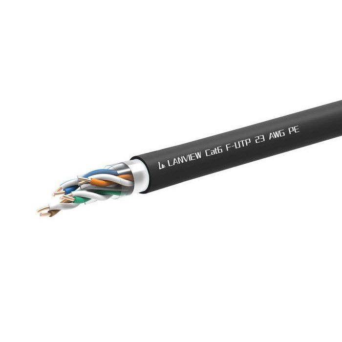 Lanview 305m Cat6 F-UTP cable 4x2xAWG23 PE Black Outdoor Lanview 305m Cat6 F-UTP cable 4x2xAWG23 PE Black Outdoor