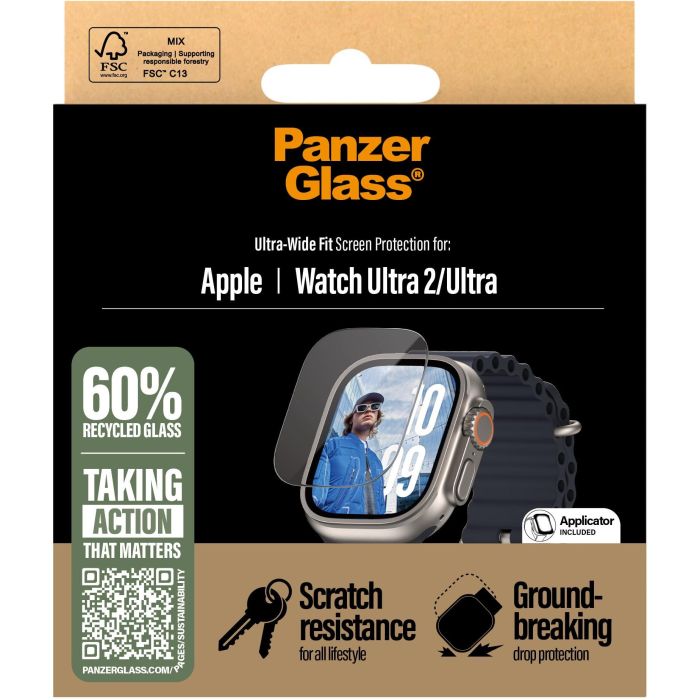 PanzerGlass Protector Pantalla Apple Watch Ultra 2 UWF 49mm, Resistente a Golpes y Rayones, Transparente 2