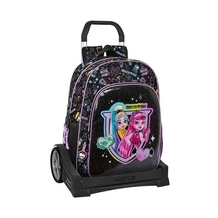 Mochila Escolar con Ruedas Monster High Negro 33 x 42 x 14 cm