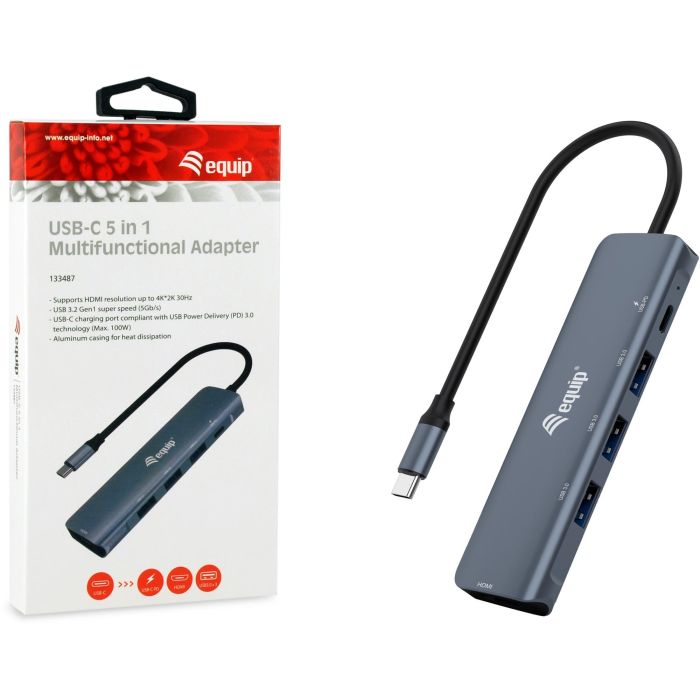 Equip Dock USB-C->HDMI.3xUSB3.0.100WPD 25cm gr 2