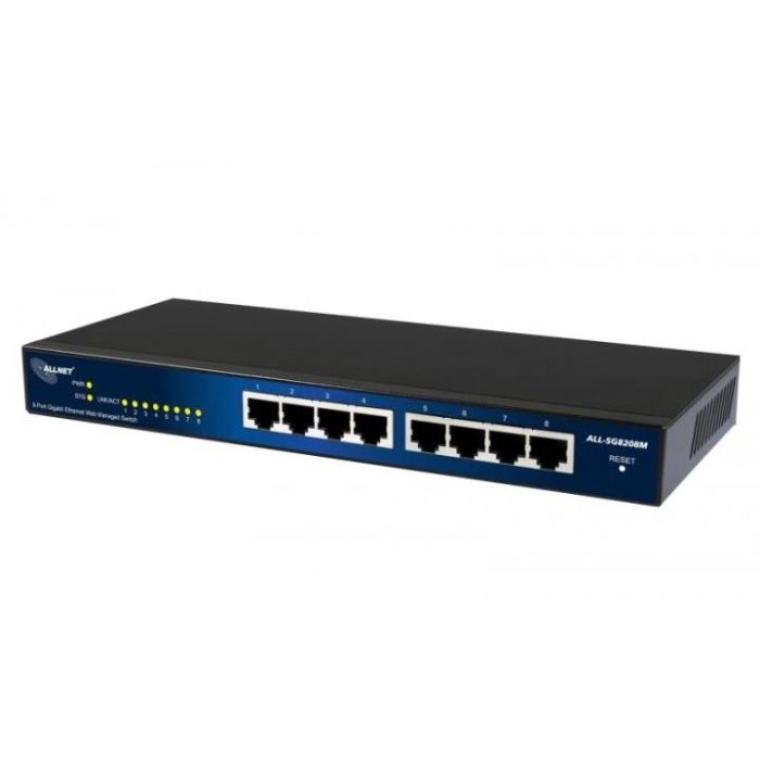 ALLNET ALL-SG8208M 112533 Switch Gestionado L2 8 Puertos Gigabit Ethernet (10/100/1000) 32Gbit/s con VLAN Montaje en Pared