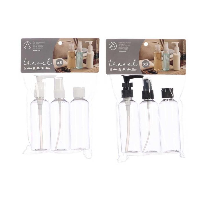 Arte Regal Set 3 Piezas Viaje Surtidos Color Blanco y Negro Plástico 100ml Cada Una 2