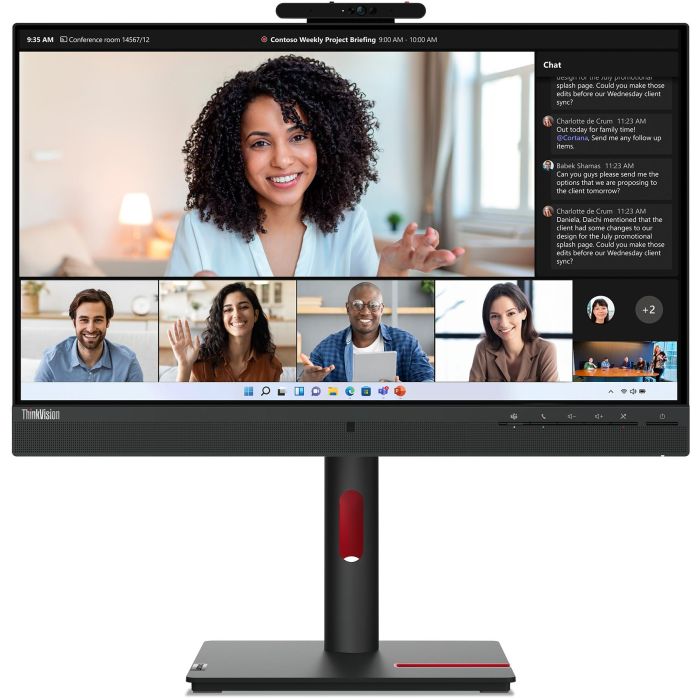 Lenovo T24mv-30 Monitor 23.8" (60.5cm) Full HD IPS 75Hz 4ms HDMI DP USB-C con Altavoces y Cámara Web Negra 1