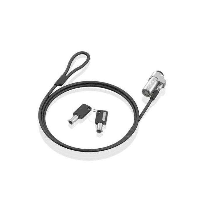 AISENS - CABLE DE SEGURIDAD TIPO NANO CON CERRADURA DE LLAVE PARA ORDENADOR, MONITOR, PORTATIL 1.5M 1