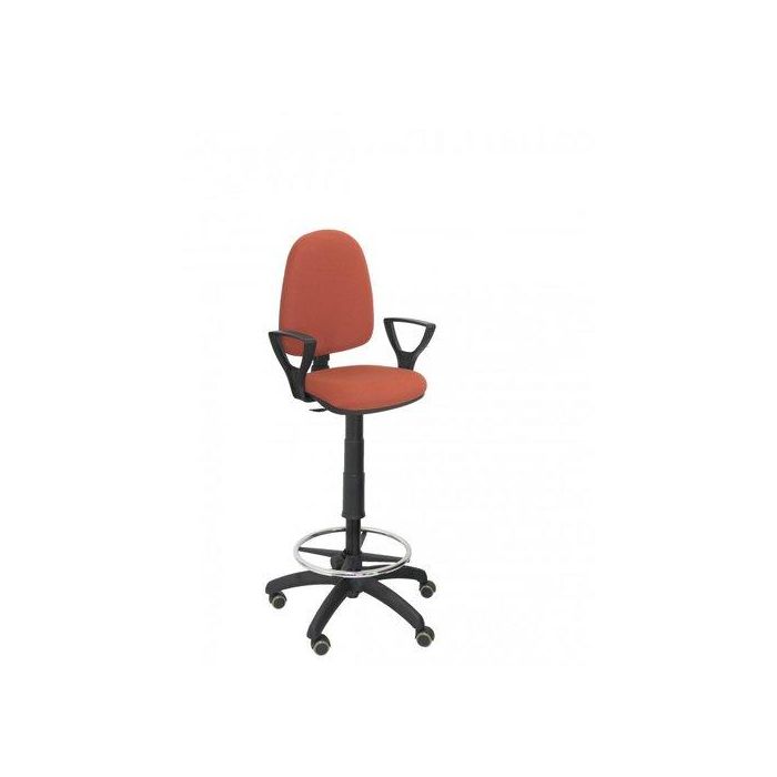 Taburete Piqueras Y Crespo Ayna Brazos Fijos Ergonomico Mecanismo De Contacto Permanente Regulable En Altura Y Aro Reposapies Ruedas De Parquet Asiento Y Respaldo Tapizados Bali Marron
