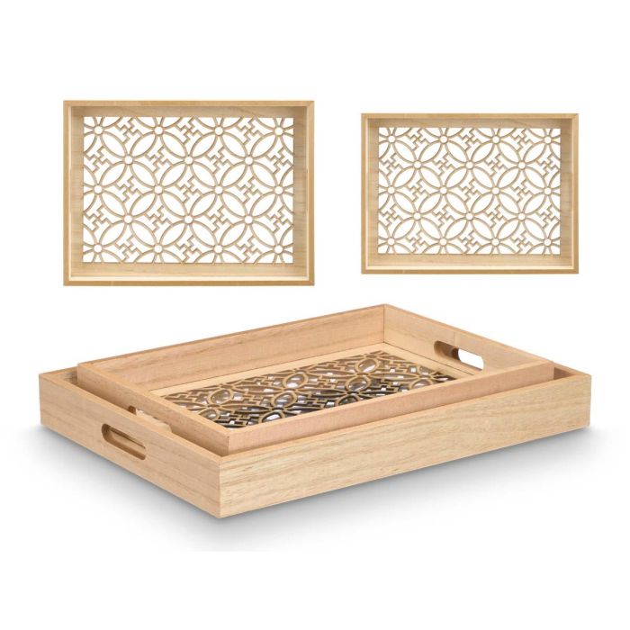 Set 2 Bandejas Rect Flor Giftdecor 40X5CM (6 Unidades) 1 Set 2 Bandejas Rect Flor Giftdecor 40X5CM (6 Unidades) 1