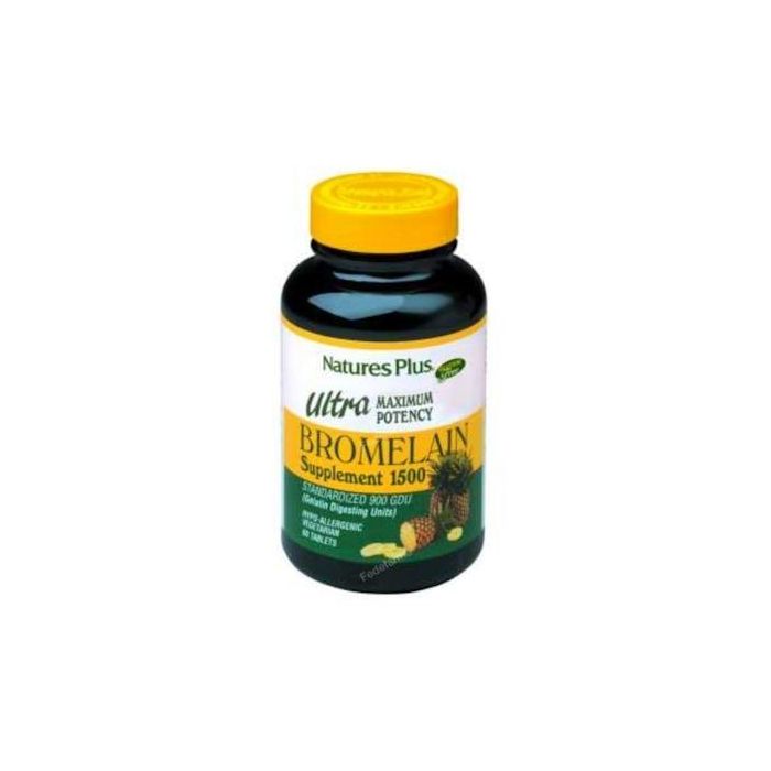 NATURES PLUS Ultra Bromelaina 1500mg 60 Comprimidos para digestión y acción antiinflamatoria. Apto para vegetarianos.