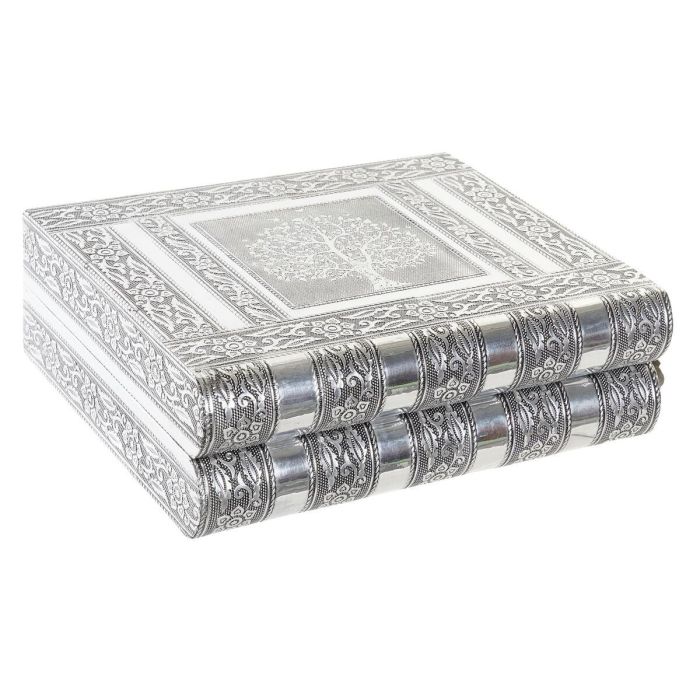 DKD Home Decor Joyero Indio Plateado Natural de Madera y Aluminio 18.8 x 7.6 x 22.5 cm 3