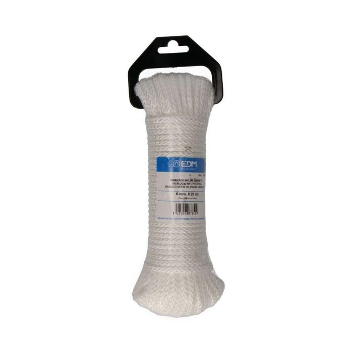 Edm Cuerda trenzada de nylon blanco granate, calibre 6 mm x 25 m