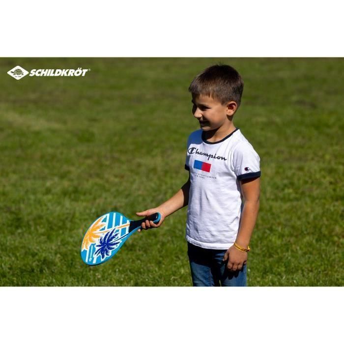 SCHILDKROT AAABQ68637 Raquetas de Beachball de Madera lacada con Mango de plástico negro, incluye 2 pelotas y Bolsa de malla 1