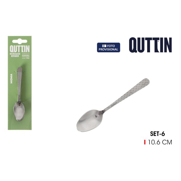 Inde Set de 6 Cucharas de Café Moma, Acero Inoxidable 1.5 mm, Medidas 10.6 x 2.5 cm (12 Cajas)