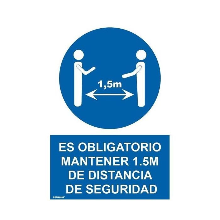 Archivo 2000 Señal "Obligatorio Mantener La Distancia De Seguridad 1,5M" 210x297 Pvc Azul Y Blanco Archivo 2000 Señal "Obligatorio Mantener La Distancia De Seguridad 1,5M" 210x297 Pvc Azul Y Blanco