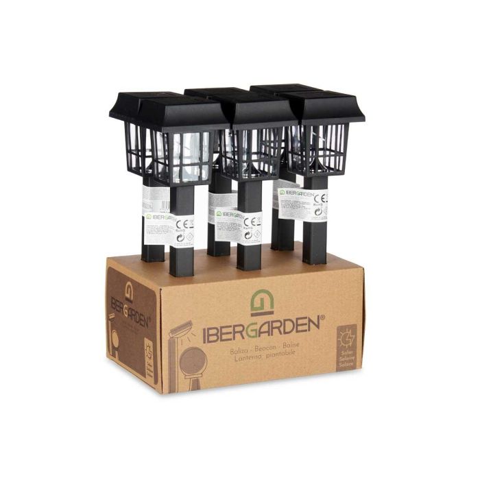 Ibergarden Baliza Solar Plástico Cuadrada Negra 6.7x26x6.7 cm (Set de 24) 2