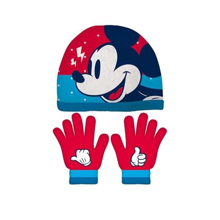 Gorro y Guantes Mickey Mouse Happy smiles Azul Rojo Gorro y Guantes Mickey Mouse Happy smiles Azul Rojo