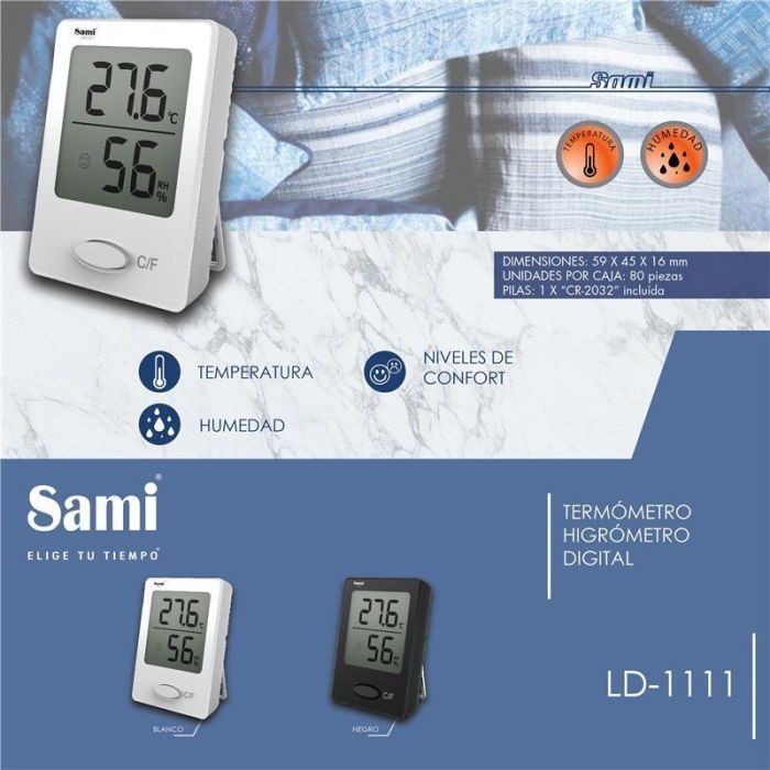SAMI Reloj Mini con Termómetro e Higrómetro, Blanco