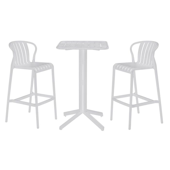 Mesa Bar Terraza Y Jardin DKD Home Decor Blanco 60 x 102 x 60 cm Set de 3