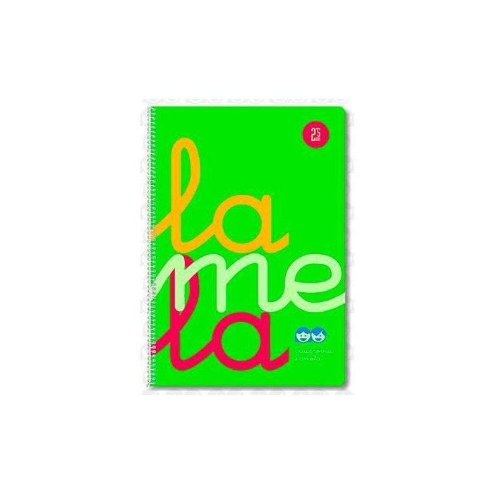 Lamela Cuaderno Espiral Folio 80 Hojas 90gr Cuadrovía 5mm C-Margen Cubierta PP Verde Fluorescente (5 Unidades) (5 Unidades)