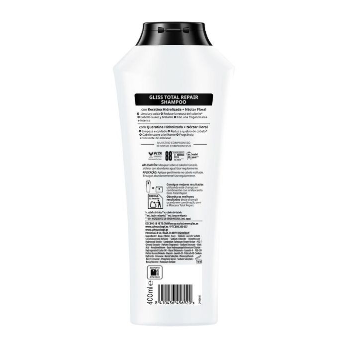 Schwarzkopf Mass Market Gliss Champú Total Repair 400 ml 1