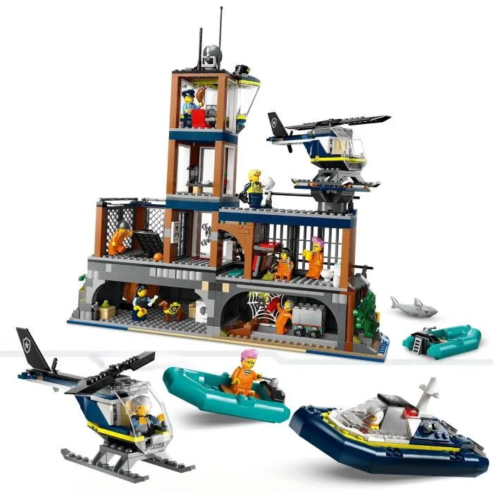 LEGO 60419 City Prisión de Policía de Aguas Profundas Juguete con Helicóptero Barco 7 Minifiguras Figura de Perro 2