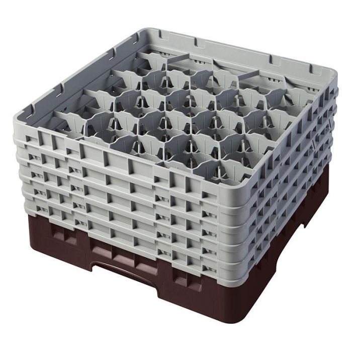 CAMBRO - 20S958-167 - Cesta de lavado 20 comp. 5 alturas - 9,84 cm Ø máx. - alt. máx. 25,8 cm - 50 x 50 x 30,8 cm - Castaño