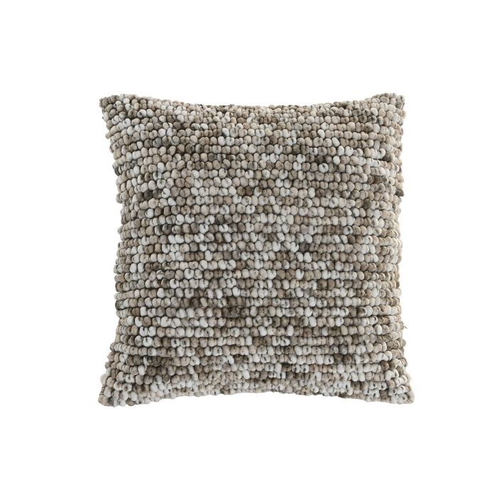 DKD Home Decor Cushions abril 25 natur a Cojín Boho Beige 45x45 cm (2 Unidades) Algodón Poliéster Hecho a mano 435 grs
