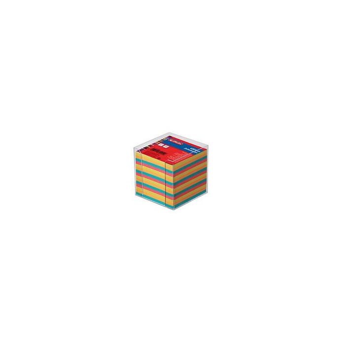 Herlitz Zettelkasten Big 9 9x9x9cm 650 Hojas Cuatro Colores Transparente