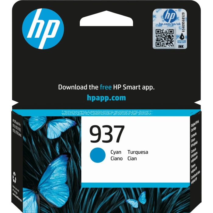 HP 937 Cartucho de Tinta Original Cian para Impresión Profesional, Colores Vibrantes y Texto Nítido