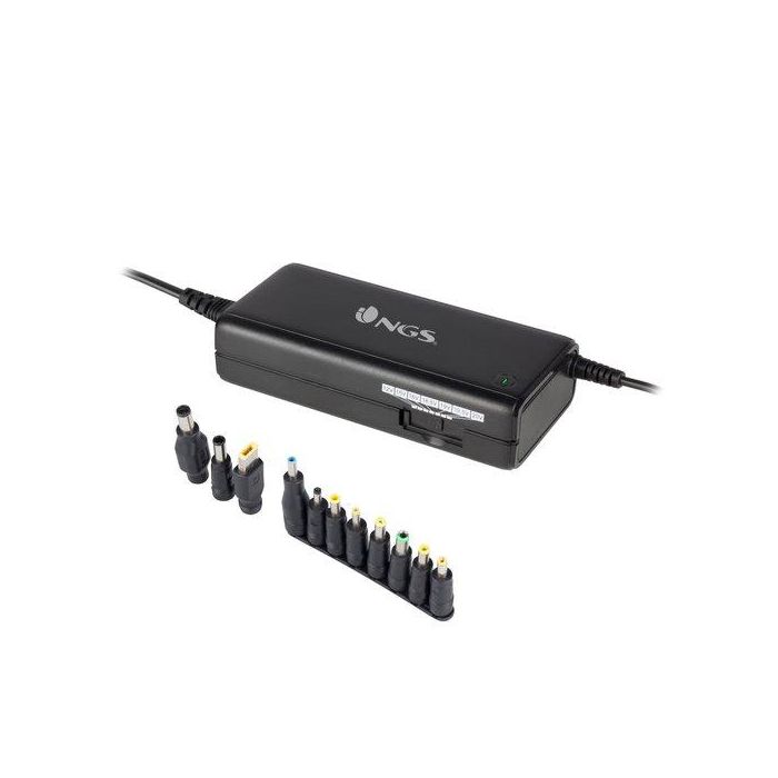 NGS BAN Cargador Portátil Universal 90W manual con 11 Conectores Intercambiables y Voltaje Ajustable 12-20V para la mayoría de Portátiles