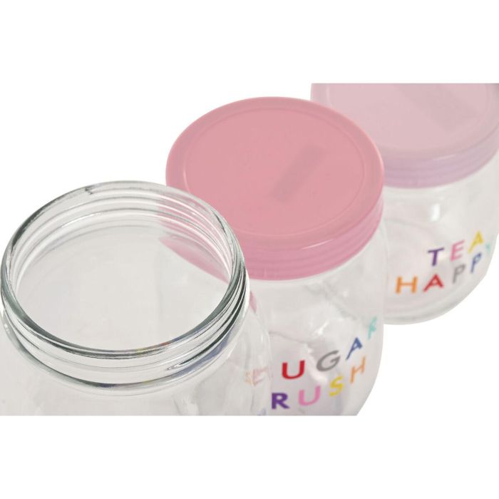 DKD Home Decor Bote Moderno de Cristal y PP Rosa Lila 11x20.3x11 cm Set 3 Piezas 1.5L/1L Apto Lavavajillas 1 DKD Home Decor Bote Moderno de Cristal y PP Rosa Lila 11x20.3x11 cm Set 3 Piezas 1.5L/1L Apto Lavavajillas 1