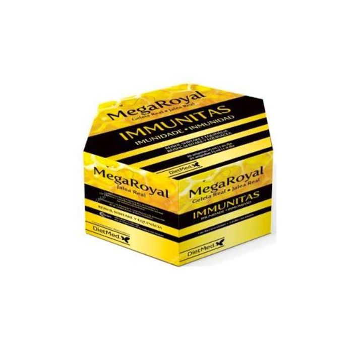 DIETMED Immunitas 20Amp. Suplemento Inmunitario con Jalea Real, Equinácea, Reishi, Shiitake y Vitaminas C, A, B6, B12, Biotina, E