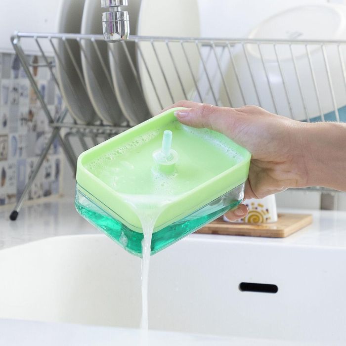 Dispensador de Jabón 2 en 1 para Fregadero Pushoap InnovaGoods 5 Dispensador de Jabón 2 en 1 para Fregadero Pushoap InnovaGoods 5