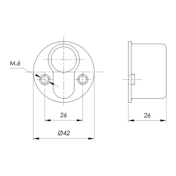 Ifam Escudo Ez Negro Acero Ø42x26mm Adaptador Cilindros Europerfil Instalación Tornillos Pasantes 2