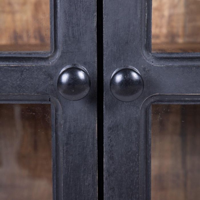 Aparador Negro-Natural Madera de Mango 160 X 35 X 71 cm