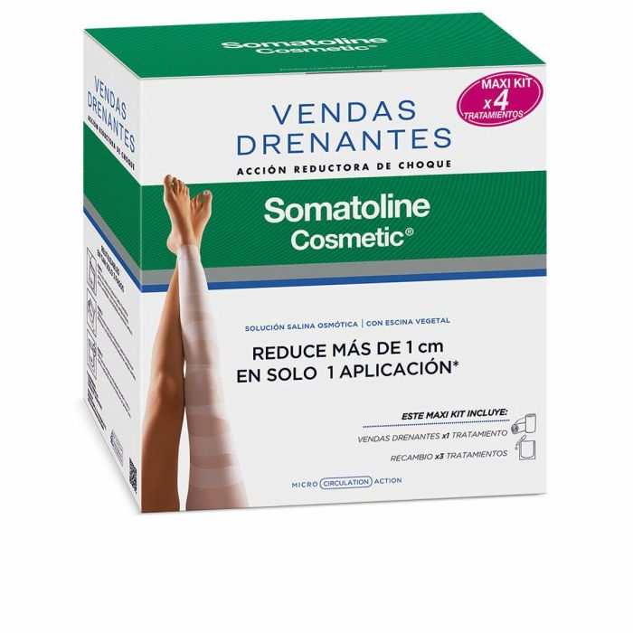 Somatoline Cosmetic Drenante Vendas Kit Completo Acción Reductora Choque Piernas Lote 4 pz - Tratamiento Profesional Efecto Osmótico