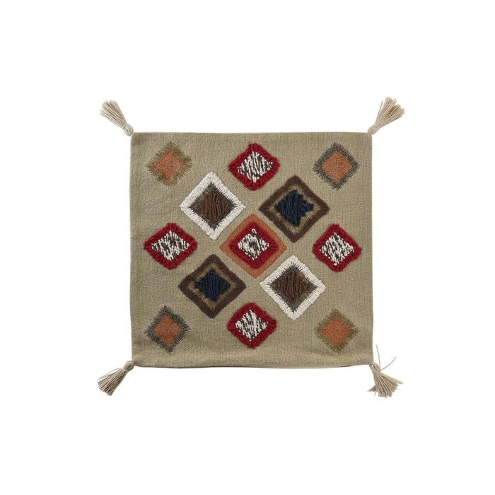 DKD Home Decor Funda Cojín de Poliéster Multicolor con Flecos y Cremallera 50x50 cm DKD Home Decor Funda Cojín de Poliéster Multicolor con Flecos y Cremallera 50x50 cm