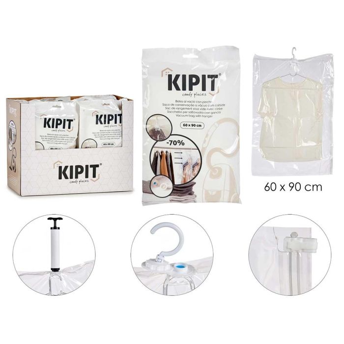 Bolsa De Vacio 60X90 Cm Con Percha Kipit (36 Unidades) Bolsa De Vacio 60X90 Cm Con Percha Kipit (36 Unidades)