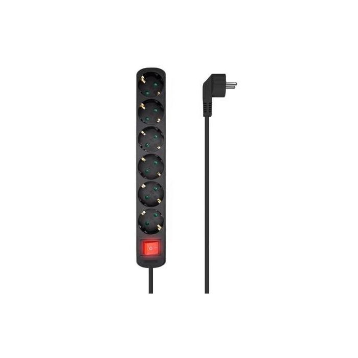 Aisens Regleta de enchufes con 6 tomas, interruptor, cable 1.4M, Negro Aisens Regleta de enchufes con 6 tomas, interruptor, cable 1.4M, Negro