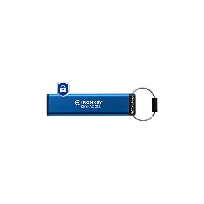 Kingston IronKey Keypad 200 USB-Stick 256GB, FIPS 140-3 Cifrado AES-256, 145 MB/s, Resistente al Agua y Polvo IP68