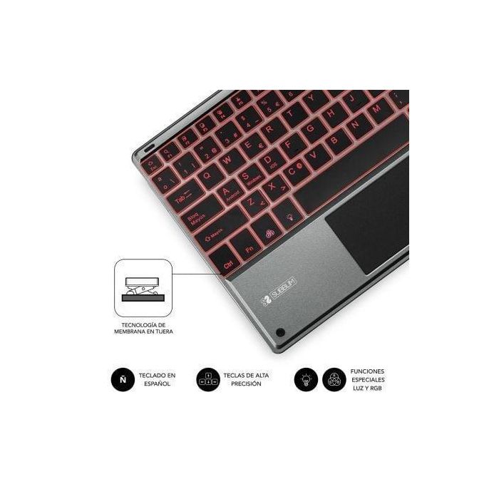 Teclado Compacto Inalámbrico por Bluetooth Subblim Touchpad Smart Blacklit/ Gris 3 Teclado Compacto Inalámbrico por Bluetooth Subblim Touchpad Smart Blacklit/ Gris 3