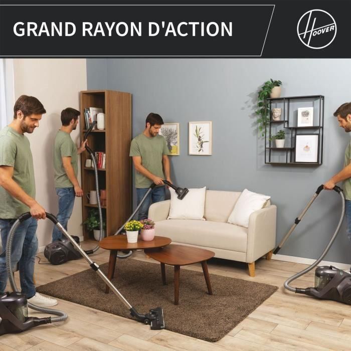 Aspirador de bidón sin bolsa - HOOVER - HP321PAF - 850 W - 75 dBA - 2 L - Gris 5 Aspirador de bidón sin bolsa - HOOVER - HP321PAF - 850 W - 75 dBA - 2 L - Gris 5