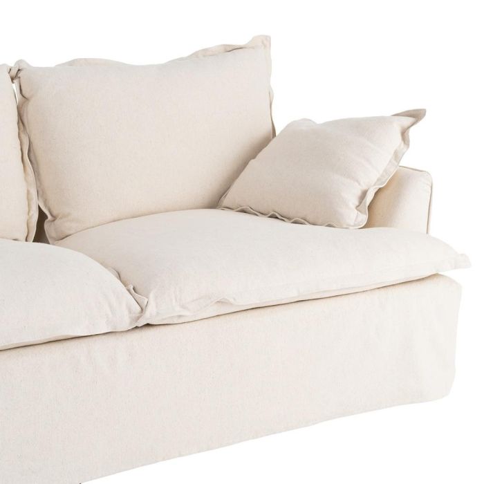 Sofá 2 Plazas Beige Madera / Tejido 200 X 109 X 90 cm