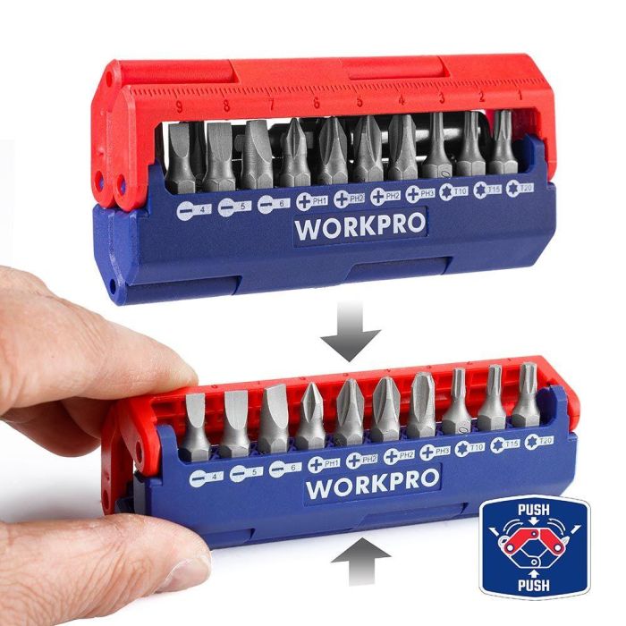 Workpro Juego de 13 Puntas de Destornillador Métrico Cromo Vanadio 25 mm con Soporte Magnético 2