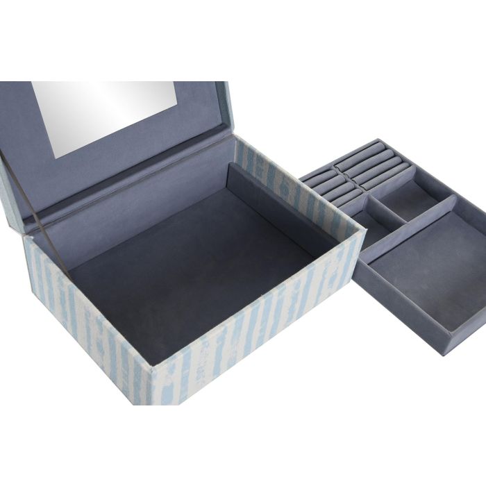 DKD Home Decor Joyero Mediterráneo de Poliéster Azul y Blanco de la Colección Sea Breeze, con Medidas 23x17x9 cm 2 DKD Home Decor Joyero Mediterráneo de Poliéster Azul y Blanco de la Colección Sea Breeze, con Medidas 23x17x9 cm 2