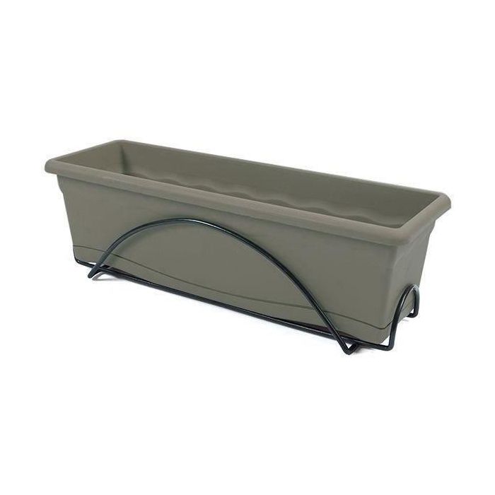 Plastiken Jardinera para Balcón de Plástico con Bandeja y Soporte 60x24x18 cm 12L Colección Terra Taupe Fabricada en España Plastiken Jardinera para Balcón de Plástico con Bandeja y Soporte 60x24x18 cm 12L Colección Terra Taupe Fabricada en España